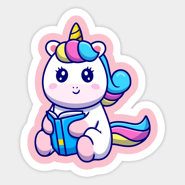 Cute Unicorn Reading Book Cartoon Sticker by Catalyst Labs